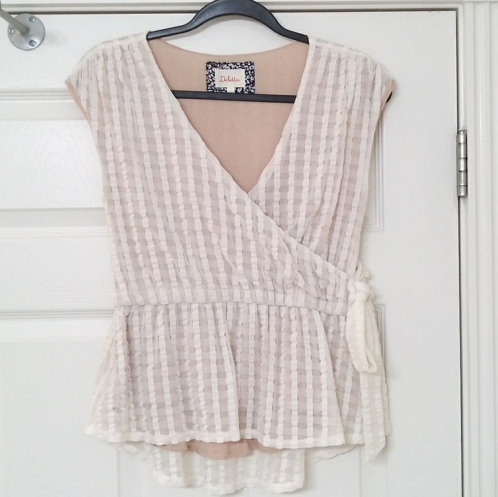 Anthropologie Deletta Peplum Faux Wrap Top